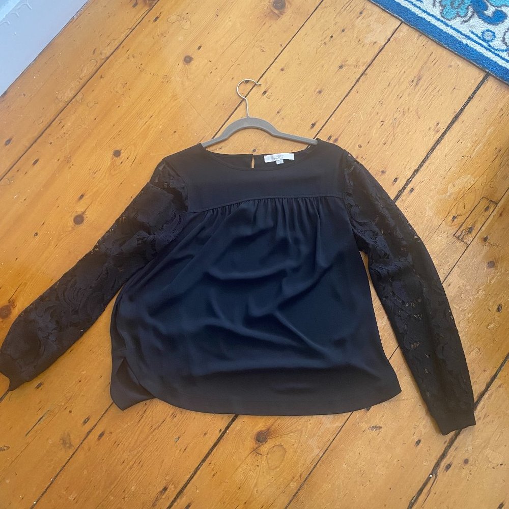 Black Loft Shirt with Lace Sleeves size S